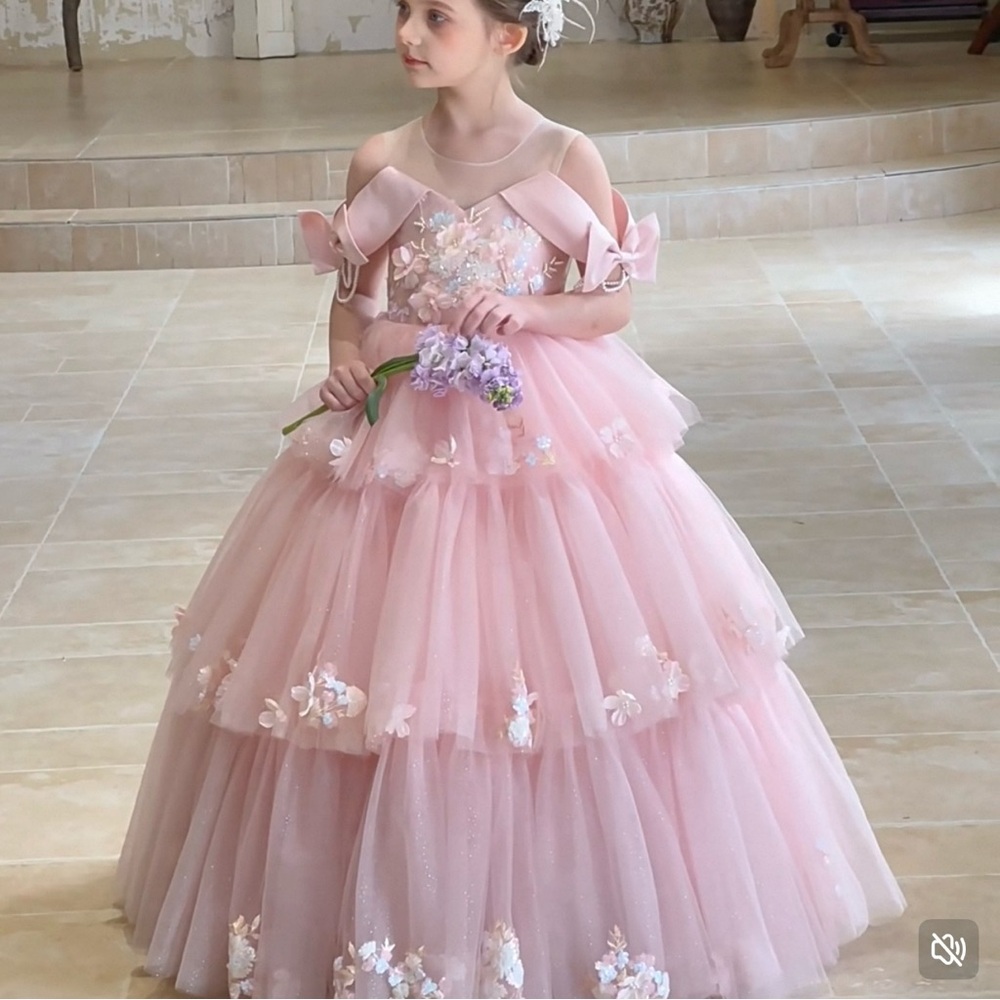 Elegant Pink Flower Girl Dress